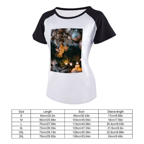 yanfind Women's Sleeve Raglan T Shirt Short Christmas Balls Decoration Decorations Tree Hanging