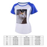 yanfind Women's Sleeve Raglan T Shirt Short Cat Cute Pet Whisker