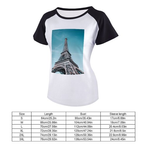 yanfind Women's Sleeve Raglan T Shirt Short Architecture Building City Cityscape Daytime Eiffel Famous France High Landmark Outdoors