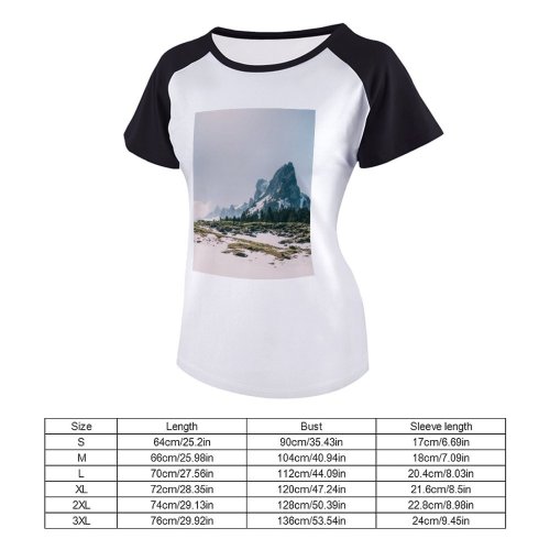 yanfind Women's Sleeve Raglan T Shirt Short Alps Daylight Landscape Peak Outdoors Panorama Panoramic