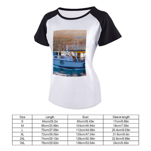 yanfind Women's Sleeve Raglan T Shirt Short Adriatic Sea Baltic Blacksea Mountains Sky Boat Cruise Ship Daylight Daytime Deep