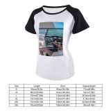 yanfind Women's Sleeve Raglan T Shirt Short Boat Boating Fun Lake Legs Leisure Luxury Outdoors Seat Steering