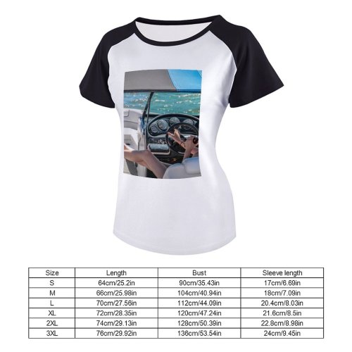 yanfind Women's Sleeve Raglan T Shirt Short Boat Boating Fun Lake Legs Leisure Luxury Outdoors Seat Steering