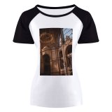 yanfind Women's Sleeve Raglan T Shirt Short Ancient Arch Architecture Art Building Castle Cathedral Ceiling Chandelier Church Column Glass