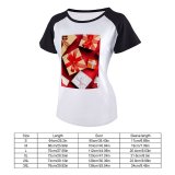 yanfind Women's Sleeve Raglan T Shirt Short Bow Boxes Christmas Gifts Design Many Package Packaging Present Ribbon Satin