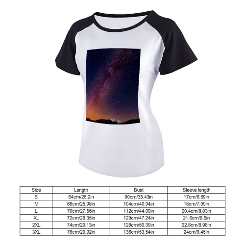 yanfind Women's Sleeve Raglan T Shirt Short Astrology Astronomy Celestial Constellation Cosmos Dark Evening Exploration Galaxy Infinity