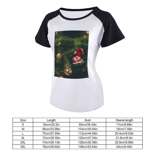 yanfind Women's Sleeve Raglan T Shirt Short Ball Christmas Balls Decor Decorations Lights Ornament Ornaments Tree Conifer Decoration