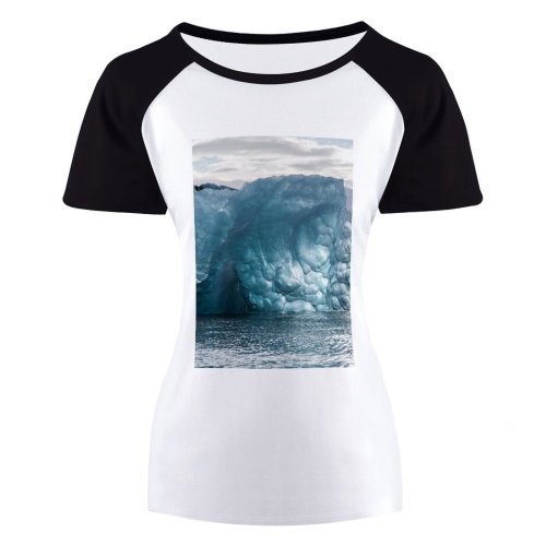 yanfind Women's Sleeve Raglan T Shirt Short Clouds Cloudy Sky Frost Frosty Frozen Warming Iceberg