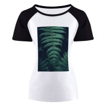 yanfind Women's Sleeve Raglan T Shirt Short Leaves Frond Leaf Macro Plant