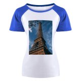 yanfind Women's Sleeve Raglan T Shirt Short Architecture Building Clouds Construction Daylight Eiffel Famous Landmark High Historic Love