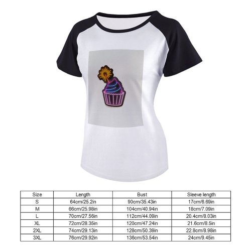 yanfind Women's Sleeve Raglan T Shirt Short Cupcake Decor Decoration Design Dessert Display Illuminated Neon Lights Signage