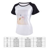 yanfind Women's Sleeve Raglan T Shirt Short Cat Eyes Face Fur Heterochromia Kitty Pet Whiskers