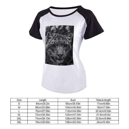 yanfind Women's Sleeve Raglan T Shirt Short Big Cat Carnivore Endangered Eyes Fur Leopard Wild Wildlife