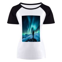 yanfind Women's Sleeve Raglan T Shirt Short Astrology Astronomy Atmosphere Constellation Dawn Exploration Fiction Galaxy Landscape Light Luna Outdoors