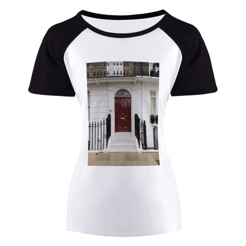 yanfind Women's Sleeve Raglan T Shirt Short Architecture Building Daylight Door Doorway Entrance Exit Exterior Facade Fence Home Number