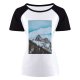 yanfind Women's Sleeve Raglan T Shirt Short Cloudy Daylight Desktop Frost Frozen Landscape Peak Outdoors