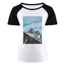 yanfind Women's Sleeve Raglan T Shirt Short Cloudy Daylight Desktop Frost Frozen Landscape Peak Outdoors