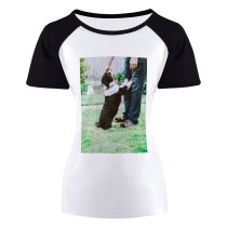 yanfind Women's Sleeve Raglan T Shirt Short Cute Dog Grass Pet Petting Puppy