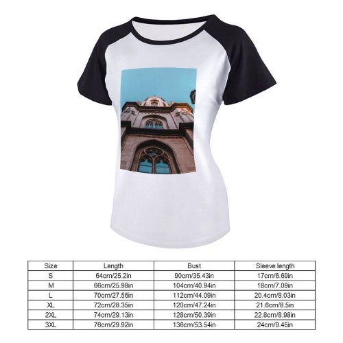 yanfind Women's Sleeve Raglan T Shirt Short Ancient Architecture Art Building Cathedral Church City Concrete Daylight Design Exterior