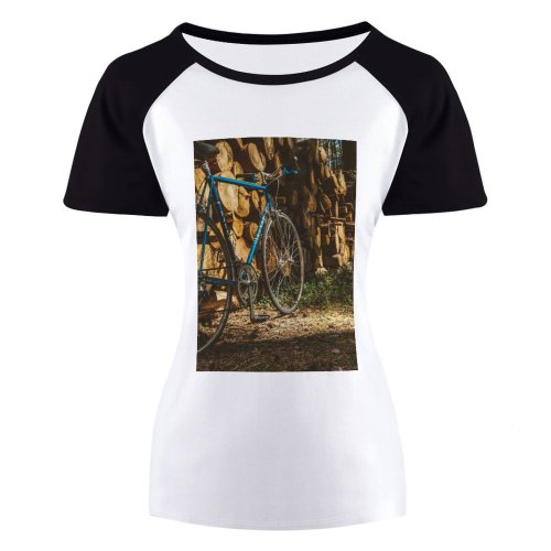 yanfind Women's Sleeve Raglan T Shirt Short Bicycle Bike Brakes Classic Customized Cycling Daylight Design Firewoods Fixed Gear High