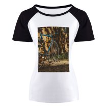 yanfind Women's Sleeve Raglan T Shirt Short Bicycle Bike Brakes Classic Customized Cycling Daylight Design Firewoods Fixed Gear High