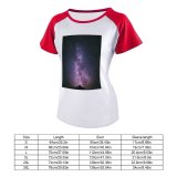 yanfind Women's Sleeve Raglan T Shirt Short Astrology Astronomy Astrophotography Constellation Cosmos Dark Evening Exploration Galaxy Idyllic Nebula Night