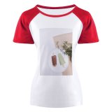 yanfind Women's Sleeve Raglan T Shirt Short Dairy Leaf Plate Still