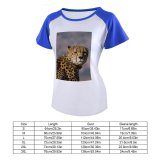 yanfind Women's Sleeve Raglan T Shirt Short Big Cat Carnivore Cheetah Daytime Dots Fur Hunter Outdoors Wild