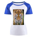 yanfind Women's Sleeve Raglan T Shirt Short Bark Big Cat Carnivore Felidae Fur Tigress Tigris Whiskers Wild