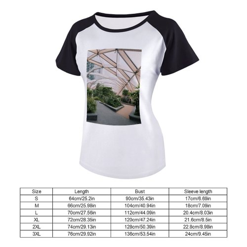 yanfind Women's Sleeve Raglan T Shirt Short Architecture Building Contemporary Exterior Flora Flower Garden Glass Items Greenhouse Home Luxury