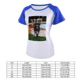 yanfind Women's Sleeve Raglan T Shirt Short Adorable Cute Dog Pet Pool Portrait