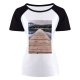 yanfind Women's Sleeve Raglan T Shirt Short Calm Waters Clouds Daylight Dock Forest Lake Landscape Peak Mountains