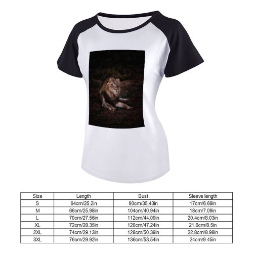 yanfind Women's Sleeve Raglan T Shirt Short Big Cat Biology Carnivore Dangerous Eyes Felidae Ferocious Fierce Fur Furious Ground