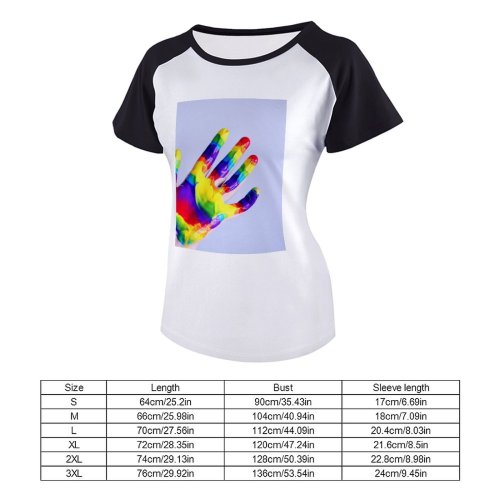yanfind Women's Sleeve Raglan T Shirt Short Artistic Child Colorful Colourful Creative Creativity Fingers Rainbow Vibrant