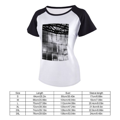 yanfind Women's Sleeve Raglan T Shirt Short Architecture Building Construction Design Downtown Futuristic Glass Items Shot Perspective