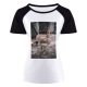 yanfind Women's Sleeve Raglan T Shirt Short Barn Beaks Chicken Daytime Farm Feathers Hen Livestocks Outdoors Rural Wildlife
