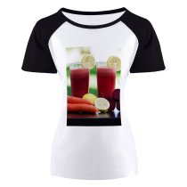 yanfind Women's Sleeve Raglan T Shirt Short Beverage Cocktail Colorful Colourful Concoction Diet Freshness Fruit Glass Glasses Health Healthy