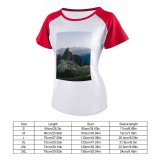 yanfind Women's Sleeve Raglan T Shirt Short Cool Desktop Daylight Fog Grass Header Hike Hill Landscape Machu Picchu