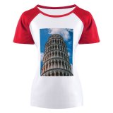 yanfind Women's Sleeve Raglan T Shirt Short Ancient Architecture Building Cathedral Church Famous Gothic Historic Italy Landmark Leaning