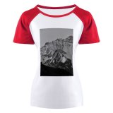 yanfind Women's Sleeve Raglan T Shirt Short Adventure Alps Altitude Climb Daylight Frozen Hike Landscape Peak