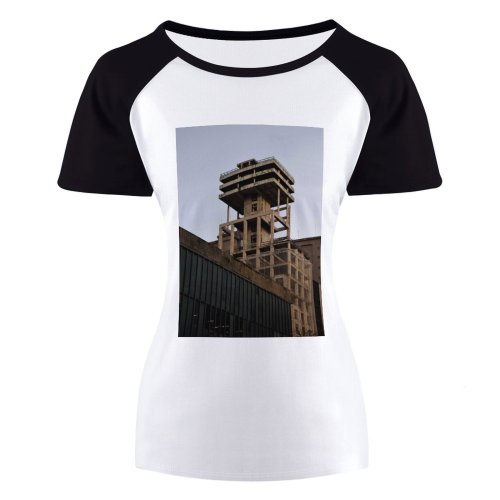 yanfind Women's Sleeve Raglan T Shirt Short Architectural Design Architecture Building City Concrete Construction Daylight Facade Light Shot Office