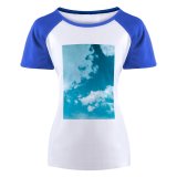 yanfind Women's Sleeve Raglan T Shirt Short Atmosphere Baby Sky Cloudiness Clouds Form Cloudscape Cloudy Cumulus Downy Dreamy