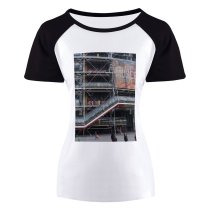 yanfind Women's Sleeve Raglan T Shirt Short Architecture Building City Construction Pompidou Station Technology Train Transportation System