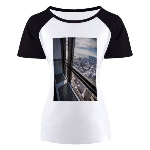 yanfind Women's Sleeve Raglan T Shirt Short Architectural Design Architecture Buildings City Cityscape Contemporary Daylight Daytime Exterior Futuristic Glass