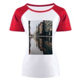 yanfind Women's Sleeve Raglan T Shirt Short Architecture Building City Cityscape Contemporary Daylight Home Outdoors Reflection Street Tourism