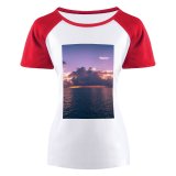 yanfind Women's Sleeve Raglan T Shirt Short Beach Cloud Clouds Cloudscape Cloudy Sky Dawn Desktop Dusk Evening Horizon