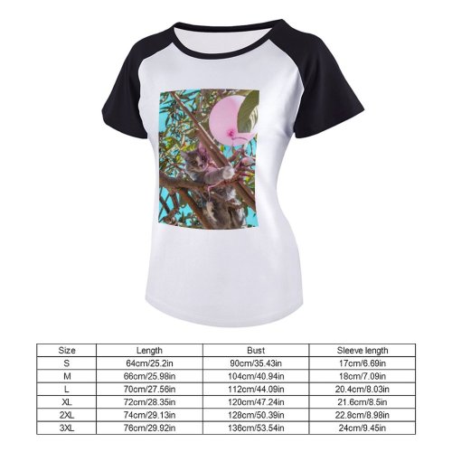 yanfind Women's Sleeve Raglan T Shirt Short Balloon Branch Cat Cute Garden Kitty Little Shot Outdoors Paws Summer Tabby