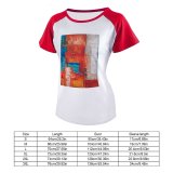yanfind Women's Sleeve Raglan T Shirt Short Abstract Expressionism Acrylic Art Artistic Canvas Colorful Contemporary Design Messy