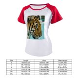 yanfind Women's Sleeve Raglan T Shirt Short Big Cat Carnivore Pool Wild Wildlife