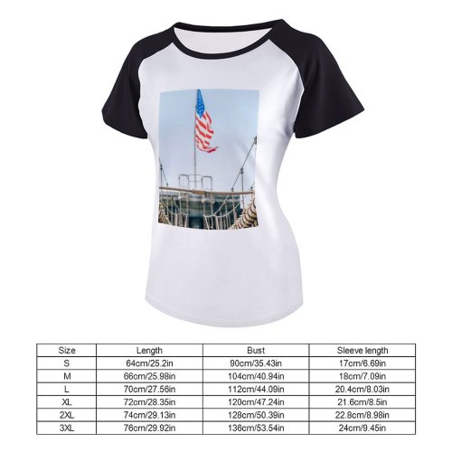 yanfind Women's Sleeve Raglan T Shirt Short Flag Architecture Brooklyn Expression Fourth July Ladder Shot York City Outdoors